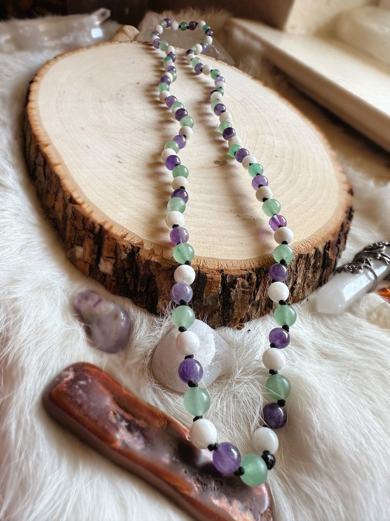 CANCER Zodiac Necklace Amethyst, Moonstone and Green Aventurine, Birthday Gift, Astrology Necklace, Sun Sign, Zodiac Jewelry, Moon Sign image 10