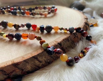 Earthy Aesthetic Jewelry, Mixed Beads Necklace, One of a Kind, Spiritual Gifts, Unique Gifts, Hippie Fashion, Crystal Healing, Healer
