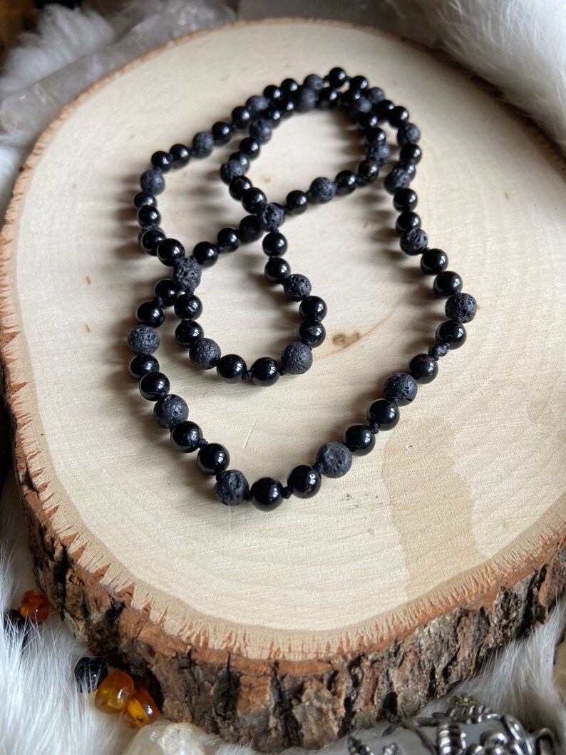BLACK Intention Necklace, Onyx, Lava Stone and Black Tourmaline, Color Magic, Metaphysical Jewelry, Unique Gifts, Amulet, Aromatherapy Beads image 7