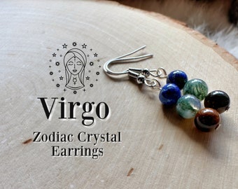 VIRGO Zodiac Earrings, Crystal Bead Jewelry, Birthday Gift, Zodiac Sign Jewelry, Birthday Jewelry, Unique Gift, Astrology Jewelry, Sun Sign