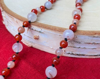 Lepidocrocite Quartz, Sunstone, Carnelian, Beaded Necklace, Crystal Jewelry Necklace, Unique Gift, Unisex Jewelry, Birthday Gift, Creativity