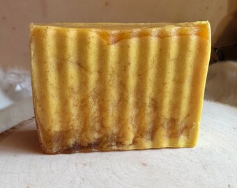 UNSCENTED TURMERIC Soap, Honey and Shea Butter with Oatmeal, Hand Cut, Bar Soap, Fragrance Free, Organic Turmeric Powder, Gifts Under 20