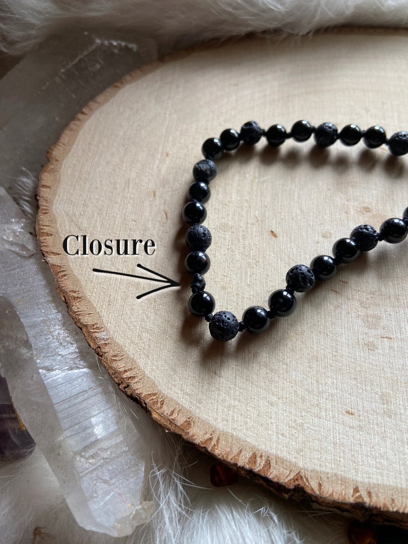 BLACK Intention Necklace, Onyx, Lava Stone and Black Tourmaline, Color Magic, Metaphysical Jewelry, Unique Gifts, Amulet, Aromatherapy Beads image 3