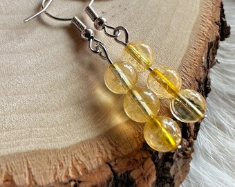 CITRINE Beaded Earrings, Minimalist Aesthetic, Spiritual Jewelry, Sun Energy, Witchy Birthday Gift, Sun Sign, Cottagecore, Gifts Under 20