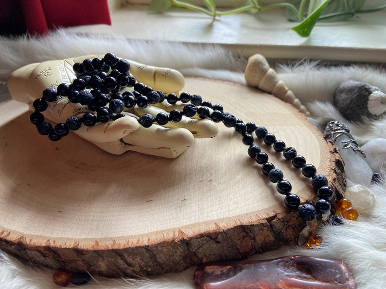 BLACK Intention Necklace, Onyx, Lava Stone and Black Tourmaline, Color Magic, Metaphysical Jewelry, Unique Gifts, Amulet, Aromatherapy Beads image 6