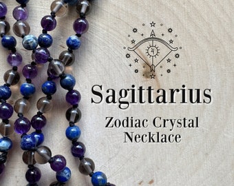 SAGITTARIUS Zodiac Jewelry, Four Length Options, Astrology Jewelry, Crystal Necklace, Unique Birthday Present, Witchy Gift, Beaded Necklace
