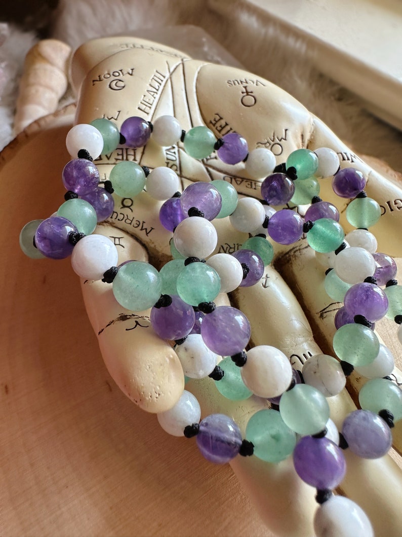 CANCER Zodiac Necklace Amethyst, Moonstone and Green Aventurine, Birthday Gift, Astrology Necklace, Sun Sign, Zodiac Jewelry, Moon Sign image 7