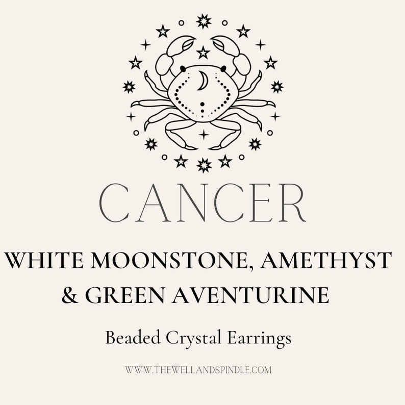 CANCER Zodiac Necklace Amethyst, Moonstone and Green Aventurine, Birthday Gift, Astrology Necklace, Sun Sign, Zodiac Jewelry, Moon Sign image 4