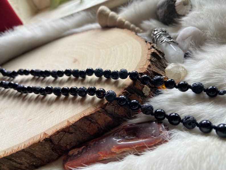 BLACK Intention Necklace, Onyx, Lava Stone and Black Tourmaline, Color Magic, Metaphysical Jewelry, Unique Gifts, Amulet, Aromatherapy Beads image 5