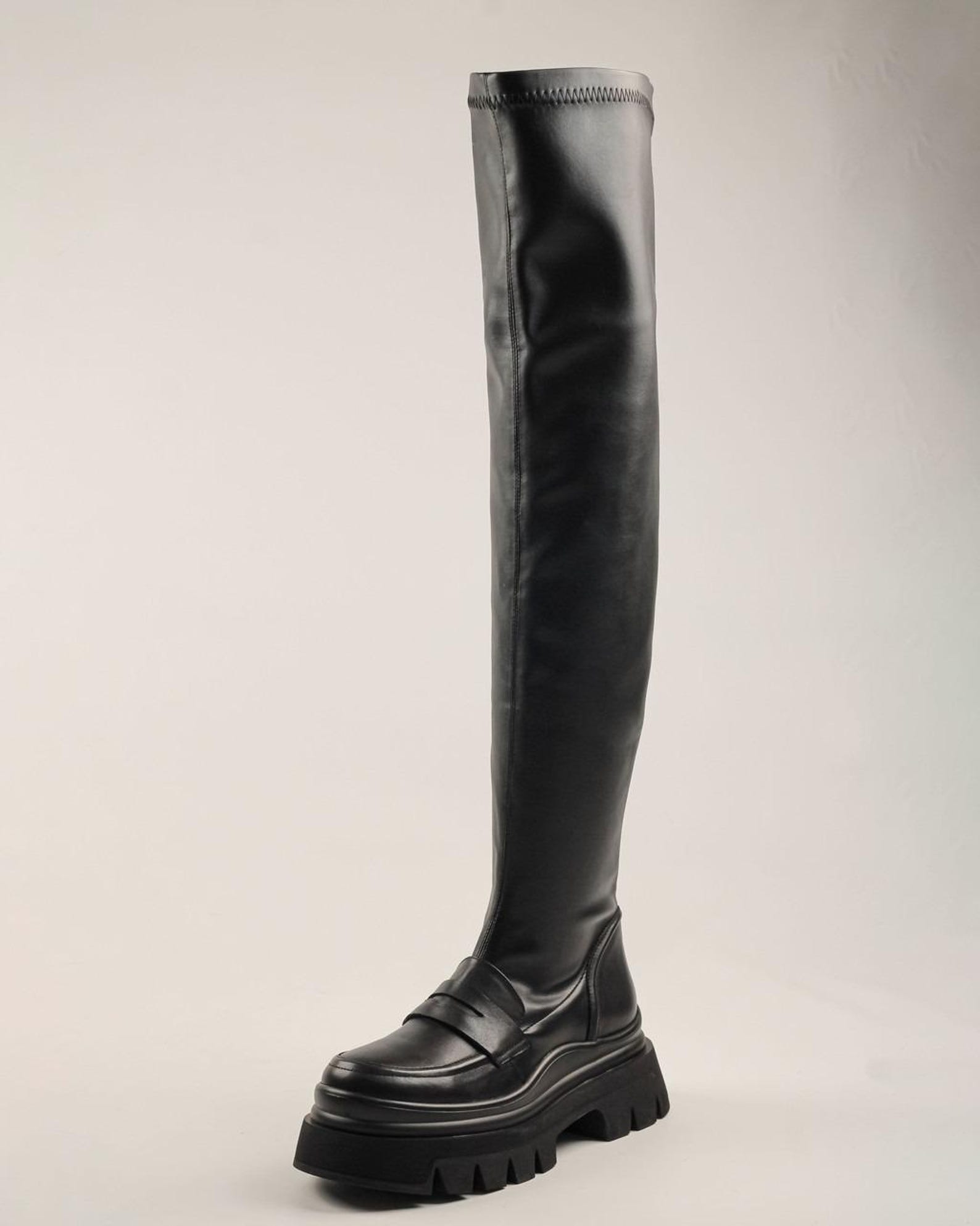 Shiny Leather Platform Over The Knee Boots main image 0