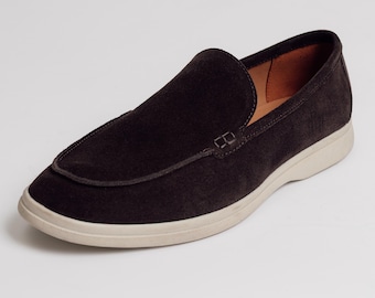 Mocassini da uomo Krula in pelle scamosciata marrone scuro, taglia 41-45