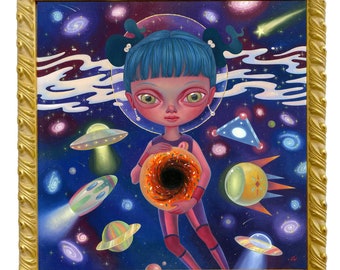Black Hole Donut (2019) UFO Sci-Fi Surreal Oil Painting