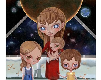 Moving to Mars (2016) - Retro Sci-Fi Pop Surreal Oil Painting