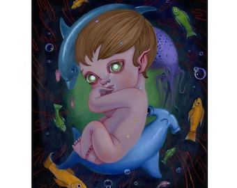 Sea Baby - Oil Painting Big Eye Art