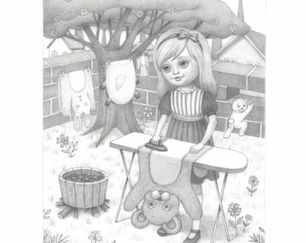 Isabelle's Ironing Incident (2026) - Graphite Drawing by Ana Bagayan