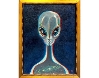 Grey Alien 3 - Original painting by Ana Bagayan 2024