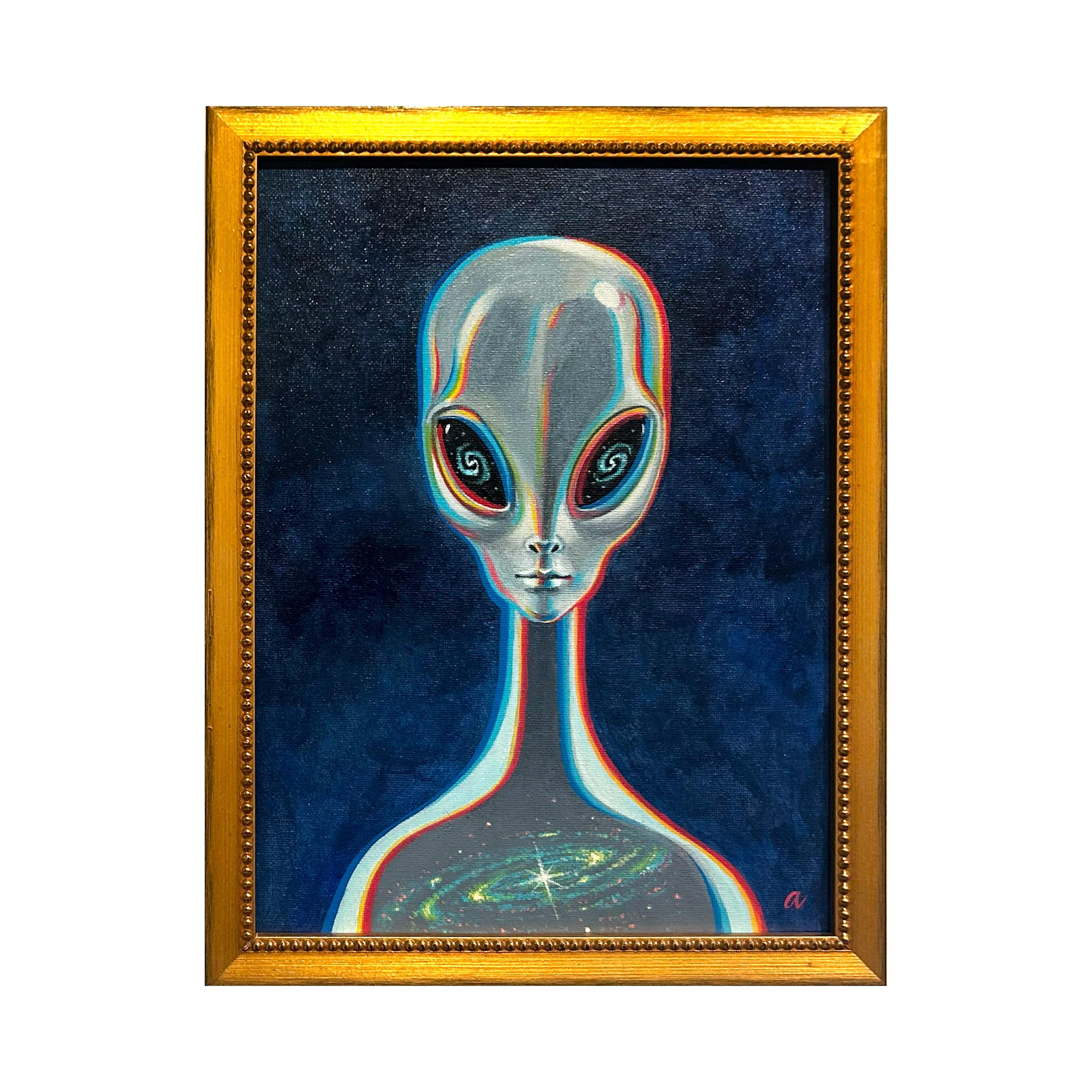 絵画 Alien Donation Grey Alien 3 - Original Painting by Ana Bagayan 2024 - Etsy
