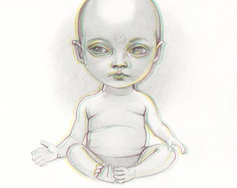 Meditating Baby - Original Drawing by Ana Bagayan