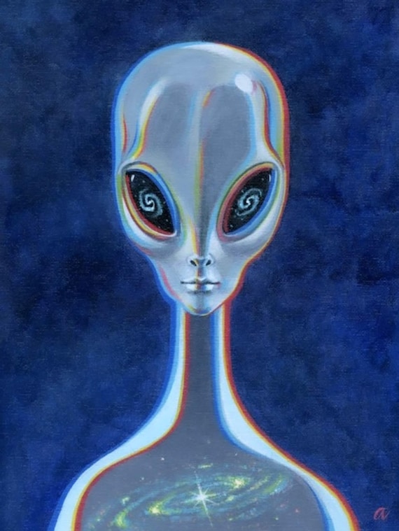 Grey Alien 3 - Original Painting by Ana Bagayan 2024 - Etsy