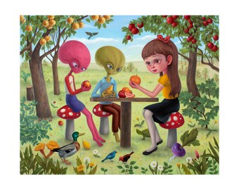 The Rainbow Children Meet Fruit - Giclee Print