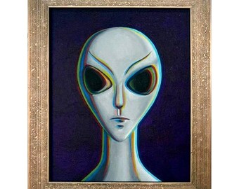 Grey Alien 1 - Alien Sci-Fi Oil Painting