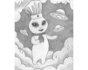 Alien Doughboy - Graphite Drawing by Ana Bagayan