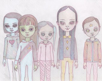 StarChildren - Original Drawing by Ana Bagayan