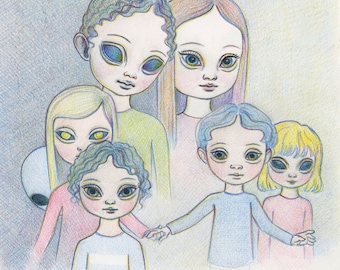 Hybrid Children - Original Drawing by Ana Bagayan