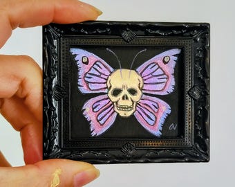 Butterfly Skull - Acrylic Painting Miniature Dollhouse