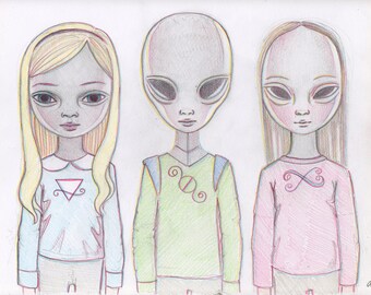 Hybrid Children - Original Drawing by Ana Bagayan