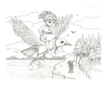 Medic Flight - Drawing by Ana Bagayan