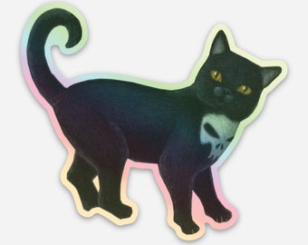 Black Cat - Holographic Vinyl Sticker by Ana Bagayan - Satin Finish