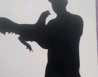 Gamefowl Handler Silhouette Decal: Car or Truck Vinyl
