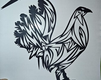 Gamefowl decal #11, Tribal Rooster car sticker, decal for cars or trucks