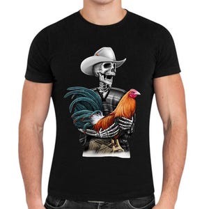 Skeleton Gamefowl Handler, Gallero, Skeleton holding a gamecock, T-shirt