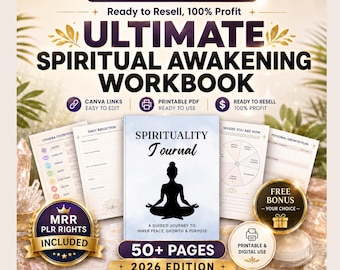 Spiritual Journal: Manifestation, Mindfulness, Selfcare | MRR PLR | (Canva Template / Digital Download)