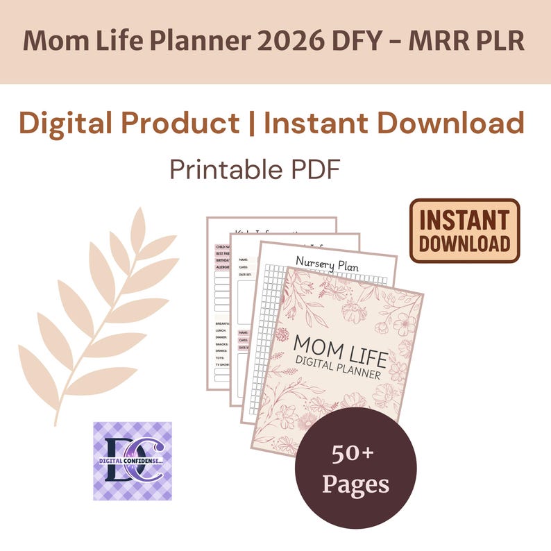 Mom Life Planner 2026 Canva Editable MRR PLR Digital Workbook Tracker ...