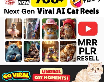 700+ Next Gen Viral AI Cat Reels Bundle | MRR PLR Resell