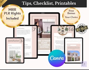 Airbnb Host Bundle | Welcome Book, Guide, Checklists, Signs, Tips (Canva Editable)