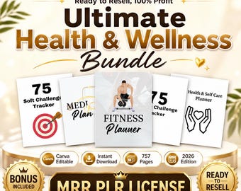 Ultimate Health and Wellness Bundle  | Planners Journals Trackers | MRR PLR