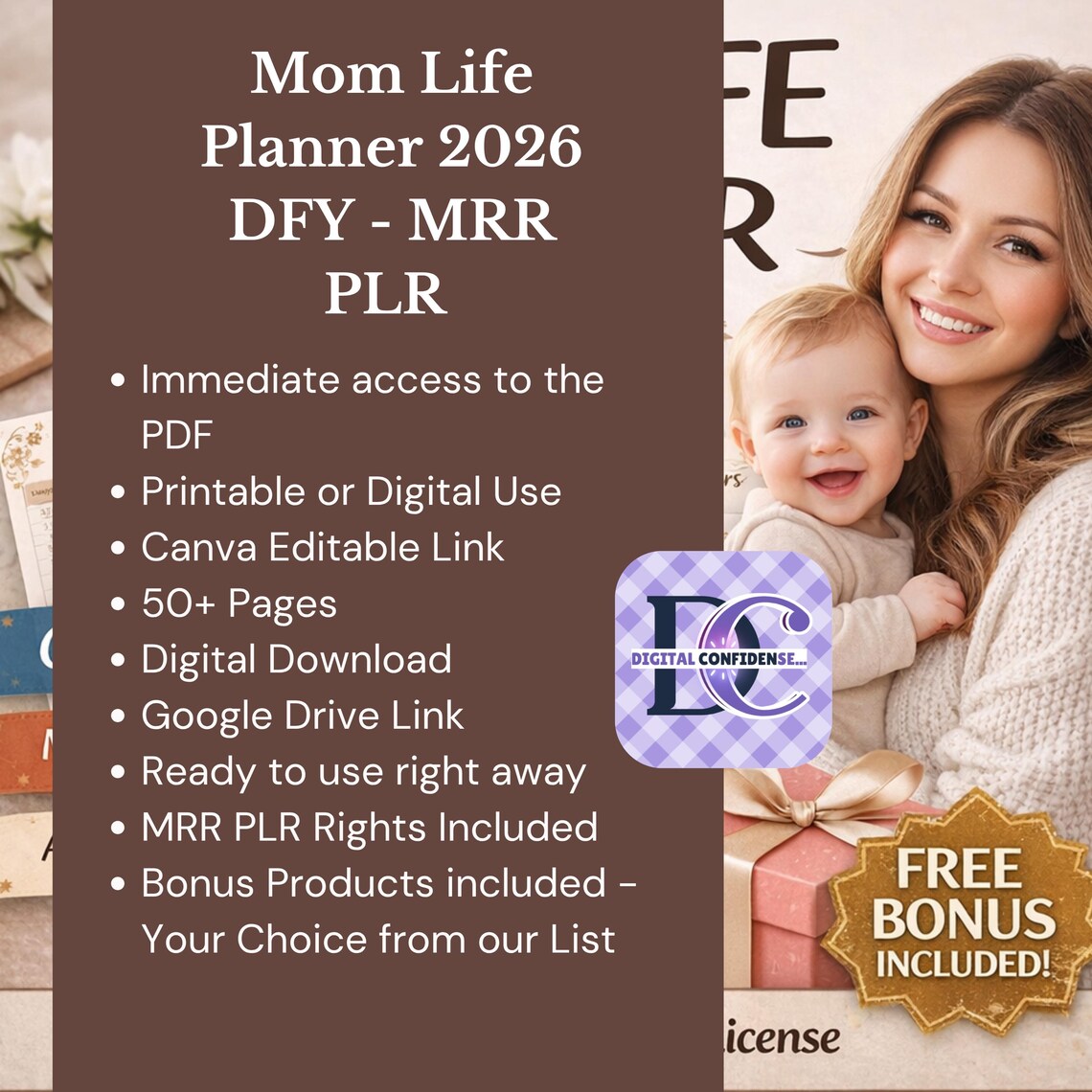 Mom Life Planner 2026 Canva Editable MRR PLR Digital Workbook Tracker ...