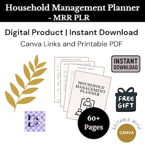 Digital Product Instant Download, Canva Links and Printable PDF, 60+ Pages Including Monthly Budget, No Spend Challenge, Payoff Debt Tracker, Free Gift, Editable with Canva