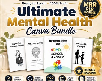 Ultimate Mental Health Bundle  | Planners Journals Trackers | MRR PLR