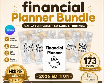Ultimate Finance Canva Templates Bundle  | Planners Journals Trackers | MRR PLR