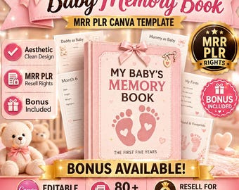 Baby Memory Workbook 2026 MRR PLR Canva Template | DFY Keepsake Baby Book | Printable