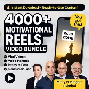 4000本以上のバイラルモチベーションリール動画バンドル - Tik Tok、YouTube、Instagram、Youtubeで使用可能 | MRR PLR再販権