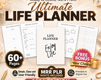 Life planner: Goal, Expense, Family, Finance | MRR PLR | (Canva Template / Digital Download)