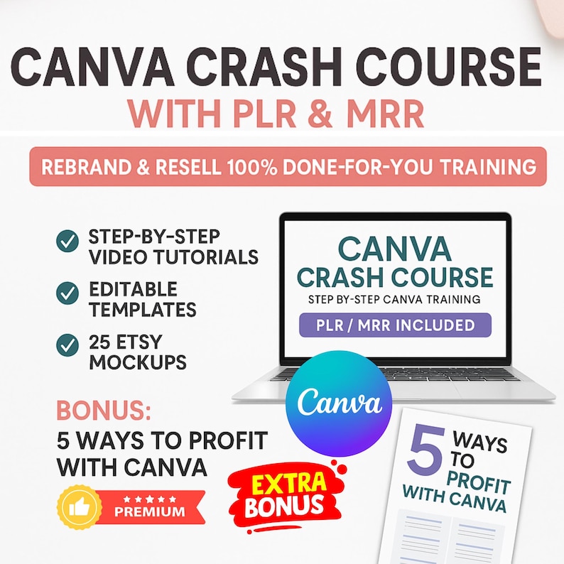 Canva Crash Course for Beginners With PLR & MRR | Make Money Online - Etsy