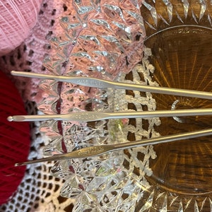 Vintage Susan Bates Lace or Small Work Crochet Hooks - Steel and Aluminum 5&quot; Hooks for Crochet/Tatting - 60s/70s