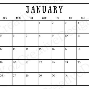 January Calendar 2025 png, transparent background, printable calendar, calendar png, 2025 January, instant download, sublimation image